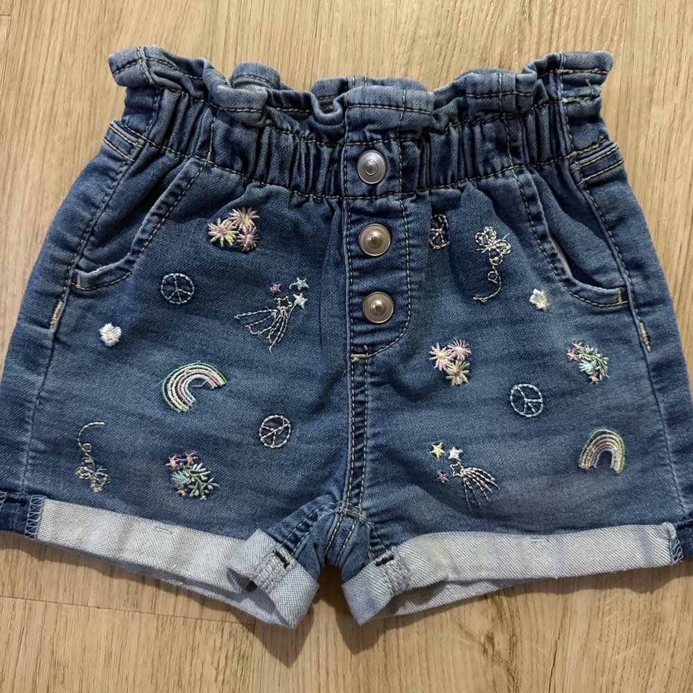 Girls Embroidered Denim Shorts